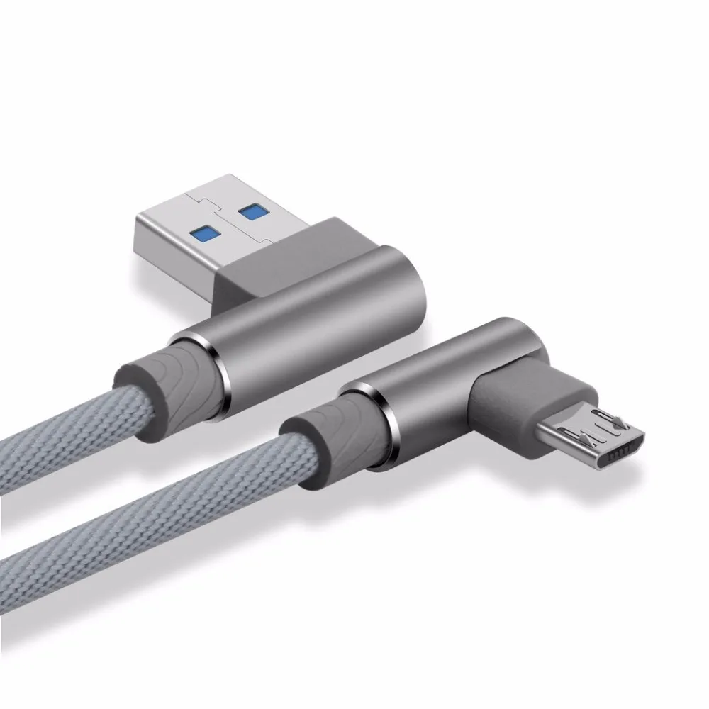 EPULA Плетеный Дизайн USB правый угол микро кабель для передачи данных и