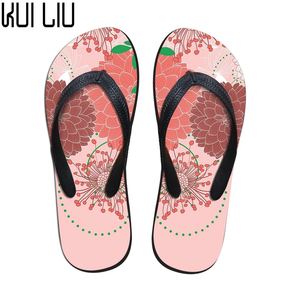 

Customized Asian-Inspired Chrysanthemum Fashion Flower Printing Women Flip Flops Summer Casual Home Slippers for Ladies Sandals