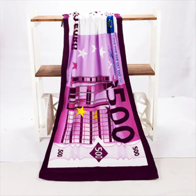 

500 Euro Design Sand Beach Towel Microfiber Bath Towel Drying Washcloth Swimwear Shower Summer Protection Supply 70x140cm