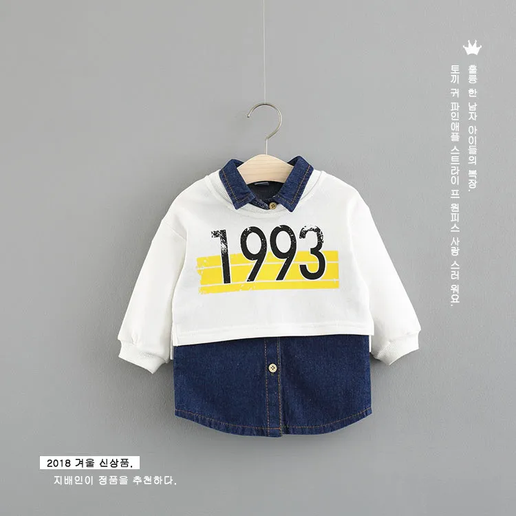 Girls Clothes Cotton Kids Fashion 2018 Autumn Set Girl Printed Sweater + Denim Dress Toddler Winter Clothes Baby Girl Outfit 104