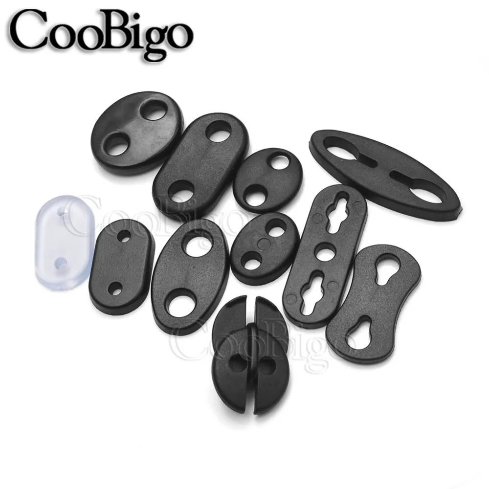 

10pcs Plastic 2 Hole Flat Adjustable Stopper Cord Lock Ends Toggle For Paracord Sportswear Shoelace Garment Bag Parts