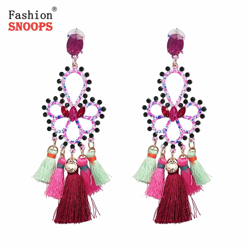 

FASHIONSNOOPS Vintage Drop Earrings For Women Fringing Statement Jewelry EthnicTassel Earrings Female