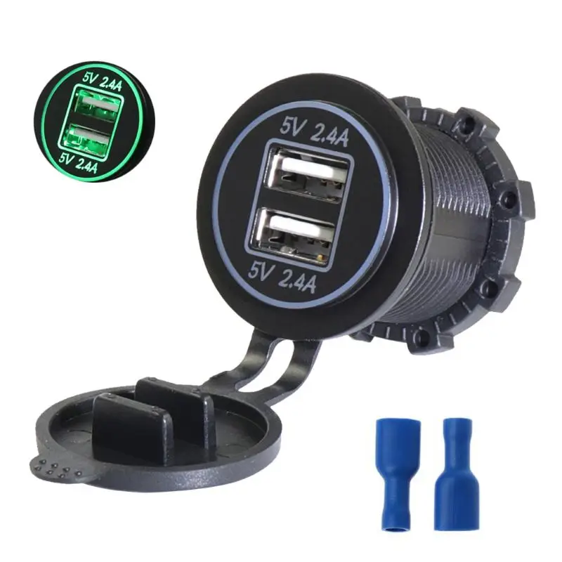 12 V-24 V устройство для автомобиля с двумя портами USB Зарядное устройство светодиодный 2.4A Dual USB разветвитель прикуривателя Зарядное устройство Мощность адаптер розетки