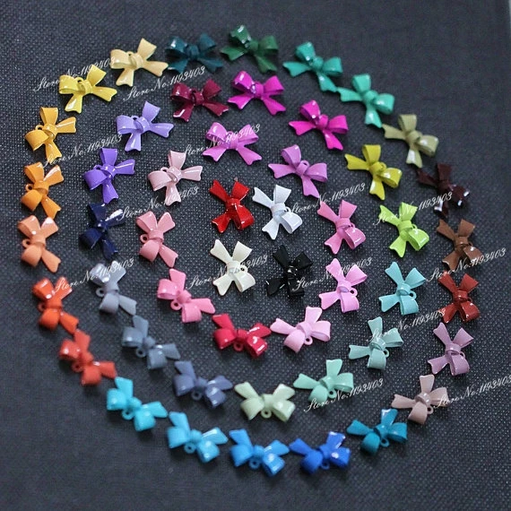 100 шт. разноцветные эмалированные банты 11 х16 мм|bow charms pendant|charm pendantenamel bow |