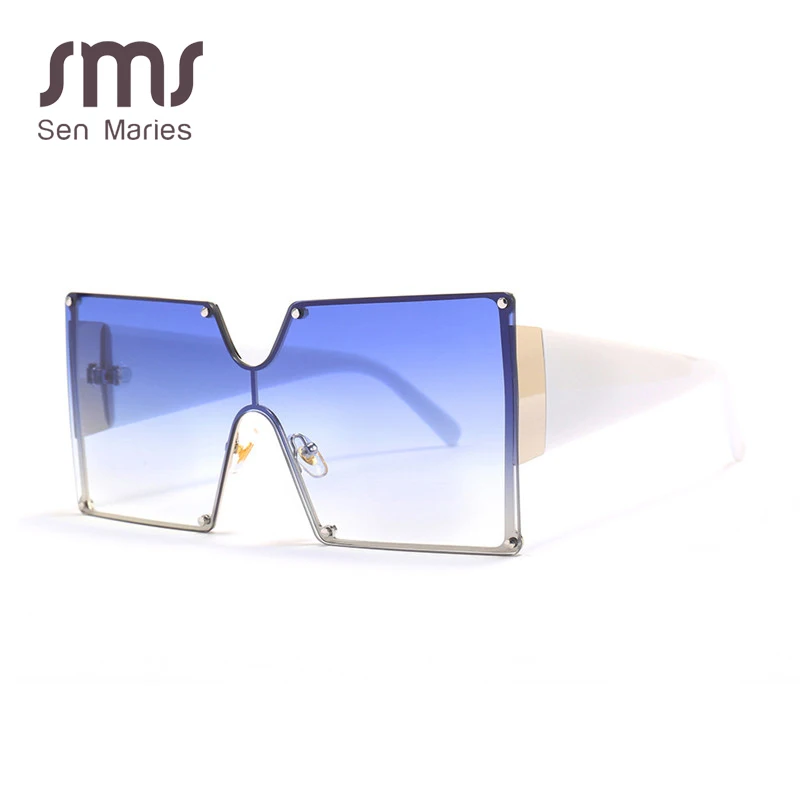 Модные квадратные солнцезащитные очки для женщин, брендовые дизайнерские негабаритные градиентные синие черные цельные солнцезащитные очки, стиль, Оттенки UV400