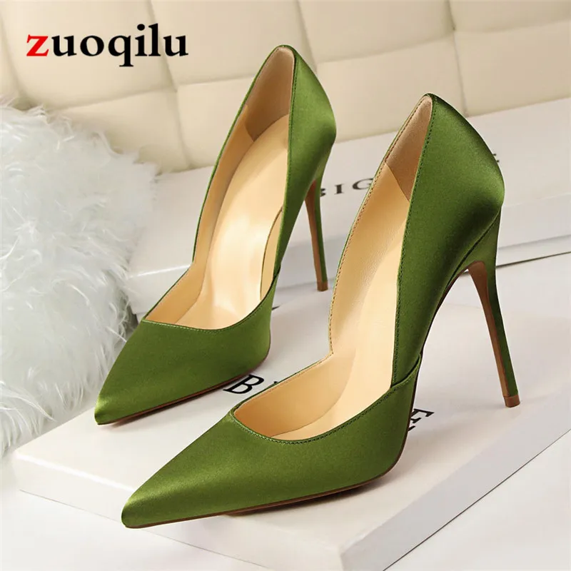 

women pumps Satin high heels red women party bridal wedding shoes pointed toe high heels ladies shoes 2018 zapatos mujer tacon