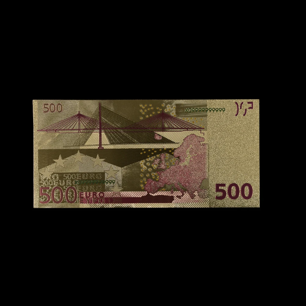 10 шт./лот цветные евро 500 банкноты в 24 каратном золоте имитация Денег ЕС