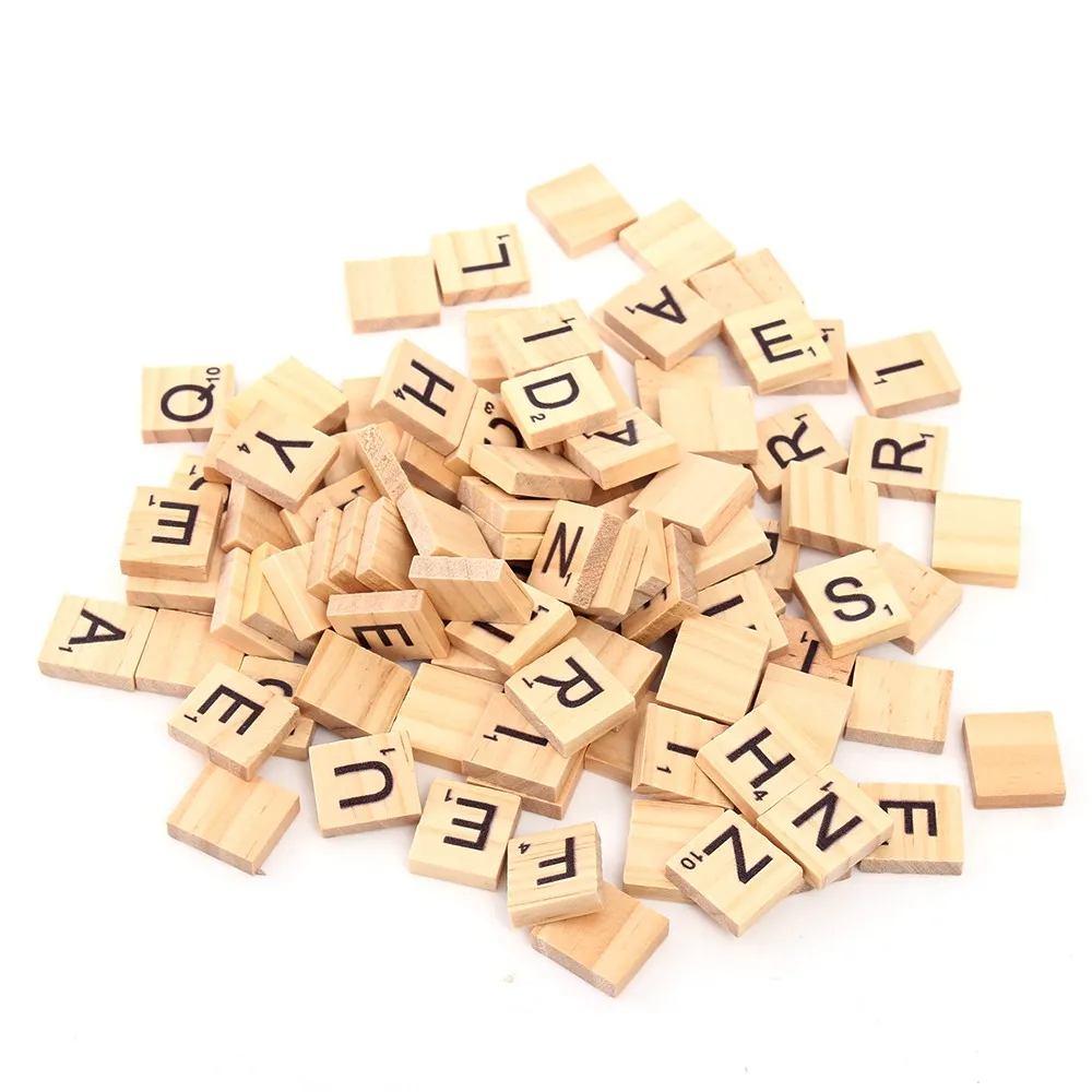 

100pcs/set English Words Wooden Letters Alphabet Tiles Black Scrabble Letters & Numbers For Crafts Woods Home Decorations