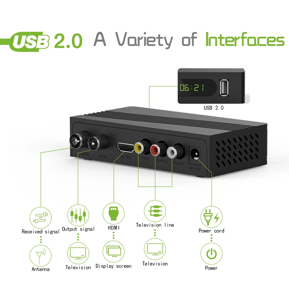 Full HD 1080P ТВ тюнер DVB T2 USB2.0 wifi tv Box HDMI приемник спутниковый декодер для монитора