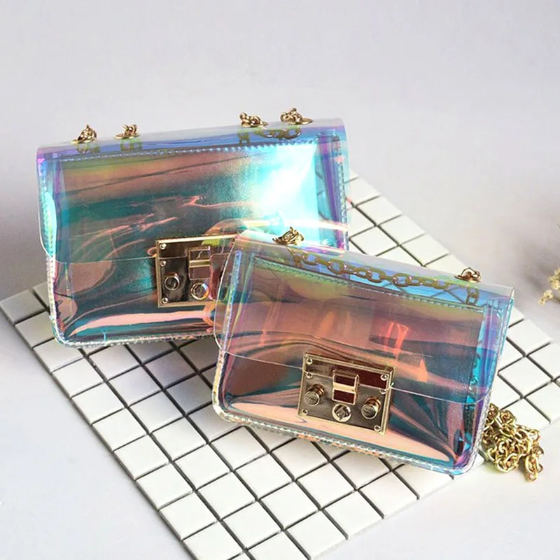 

Fashion New Brand PVC Transparent Women Handbag Laser Cute Shoulder Bag Female Designer Crossbody Bags Small Flap Messenger Bag