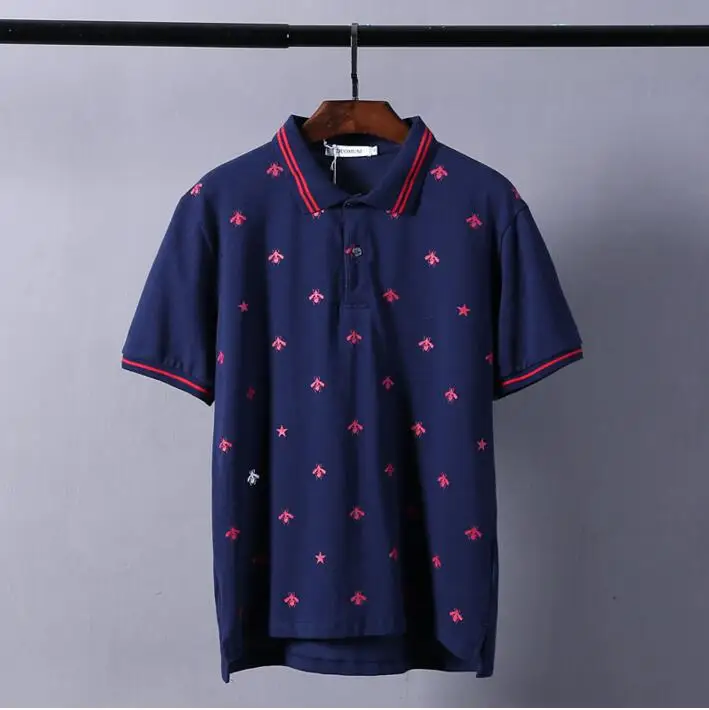 High New Novelty 2017 Men High Embroidered bees Fashion Polo Shirts