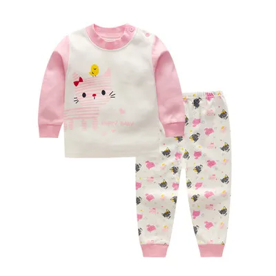 Комплект хлопковой одежды для сна для маленьких мальчиков и девочек на осень и зиму, домашняя одежда для малышей, детские изысканные пижамы, ночные рубашки для малышей - Цвет: H