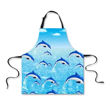 

FORUDESIGNS Dolphin Pattern Unisex Aprons Chefs Butchers Home Kitchen Cookware Craft Baking Worker Apron Anti-dirty 75*67cm