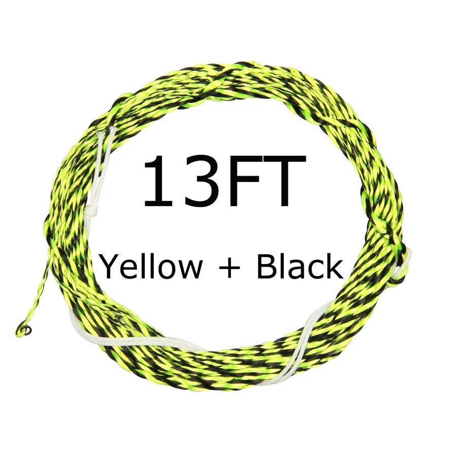 12/13FT скрученный поводок Тенкара для ужения нахлестом линия полиэстерная плетеная скрученный поводок Тенкара линия травы зеленый золотой черного, желтого цвета - Цвет: 13YB