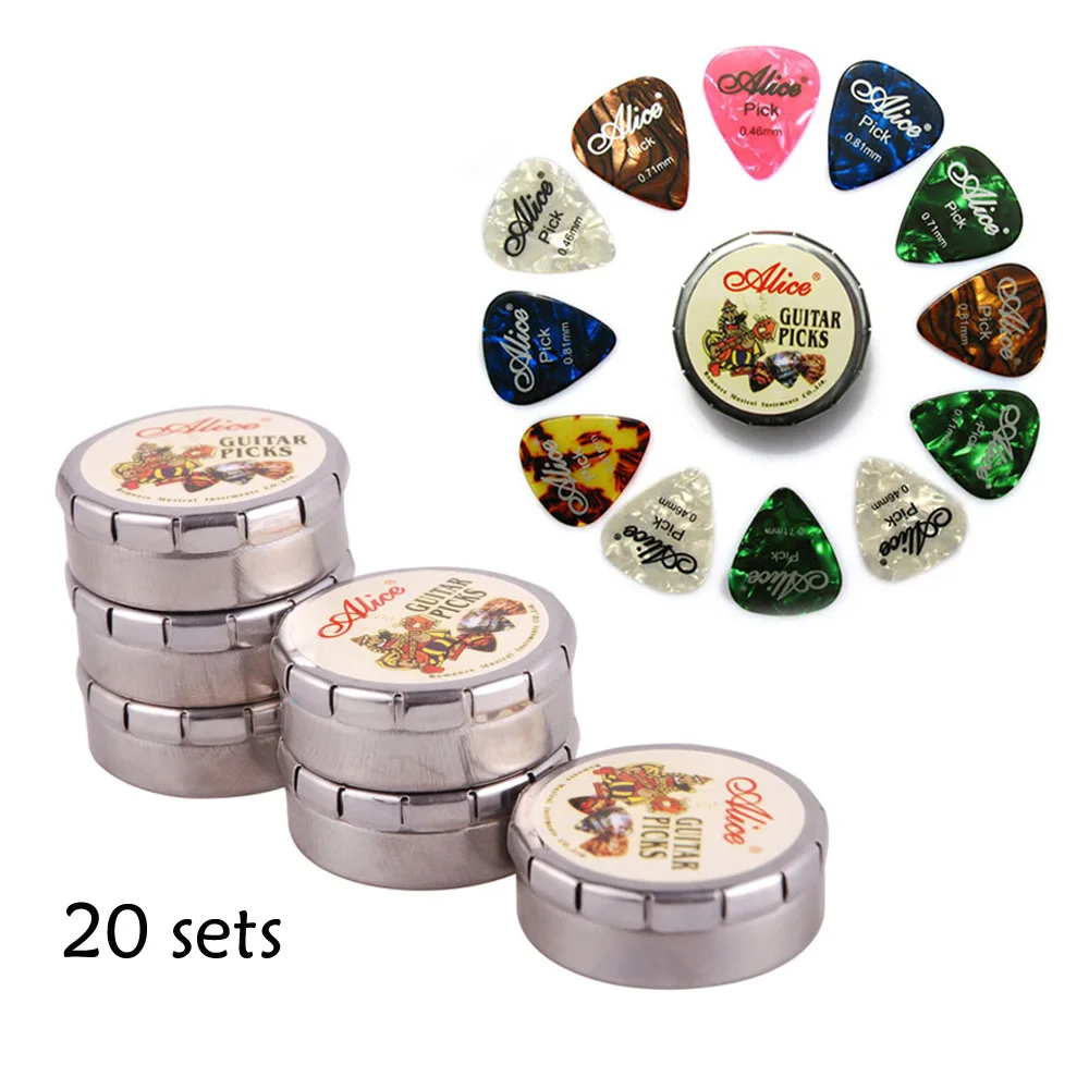 20 комплектов Alice A011C целлулоидный мини гитарный Pick Mini Cute круглая металлическая