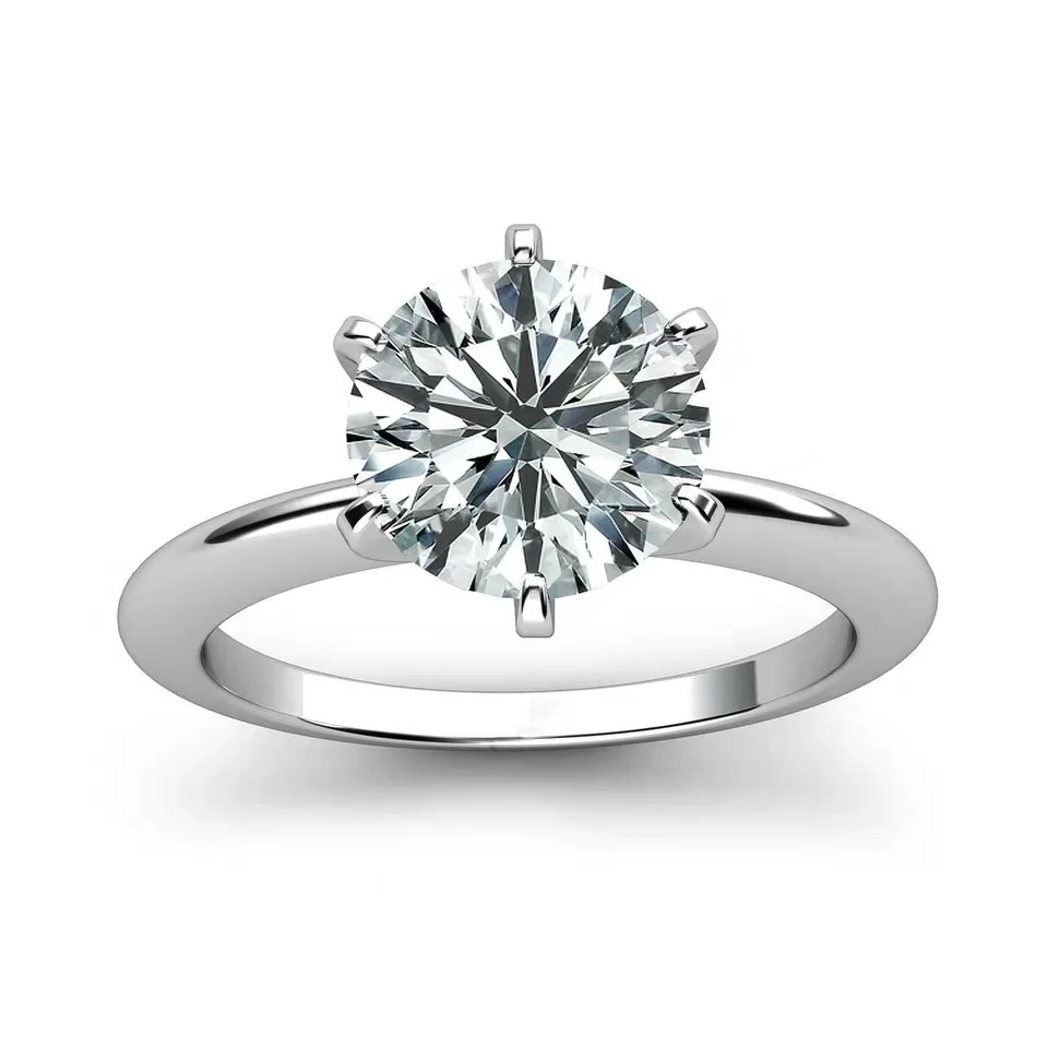 Кольцо из чистого белого золота 18 К, 1ct 2ct 3ct, классическое модное Ювелирное кольцо с муассанитом и бриллиантами, обручальное юбилейное кольцо на заказ