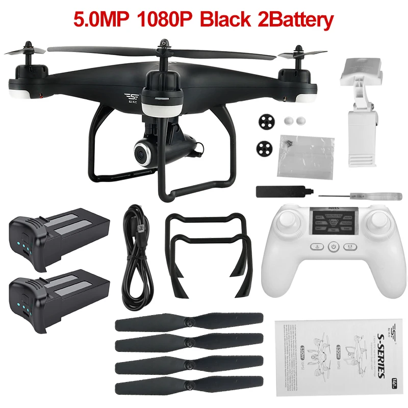 1080P Black 2Battery S-SERIES S20W двойной gps динамический следить Wi-Fi FPV с 1080 P/720 P широкоугольная камера мульти батареи RC Дрон Квадрокоптер VS X21 - Цвет: 1080P Black 2Battery