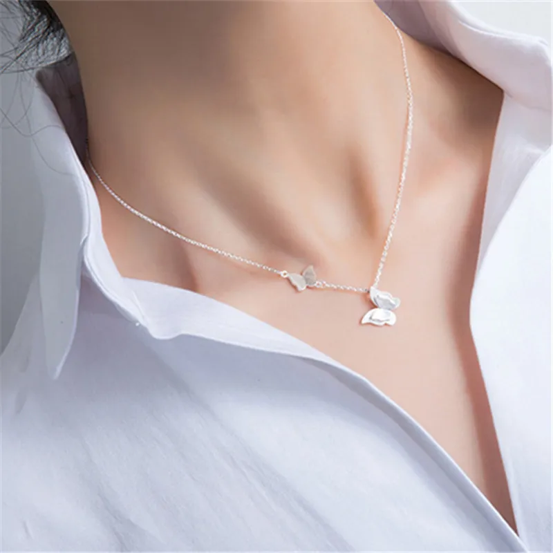 Стерлингового серебра 925 Бабочка ожерелья и подвески для Для женщин творческий леди Модные украшения колье воротник dz378