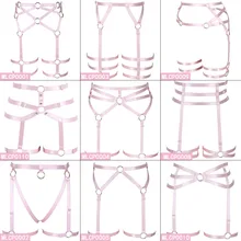 Высокая талия подвязки ремни розовый жгут для женщин ремешками клетка белье эластичная Регулировка ног ремни полный бондаж фестивальный рейв одежда