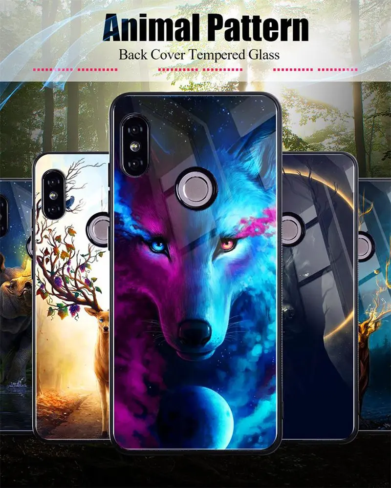 Hisomone 9H Tempered Glass Phone Case For Xiaomi Redmi 5 Plus Note 5 4X Animal Silicone Back Cover Case For Xiaomi Mi A1 8 5X