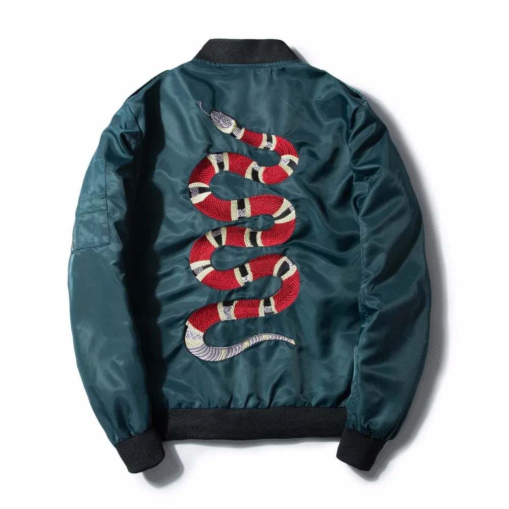  2018 Men's Military Flight Bobmer Jacket Fashion Design Embroide Serpentine Spring Jacket Coat Men'