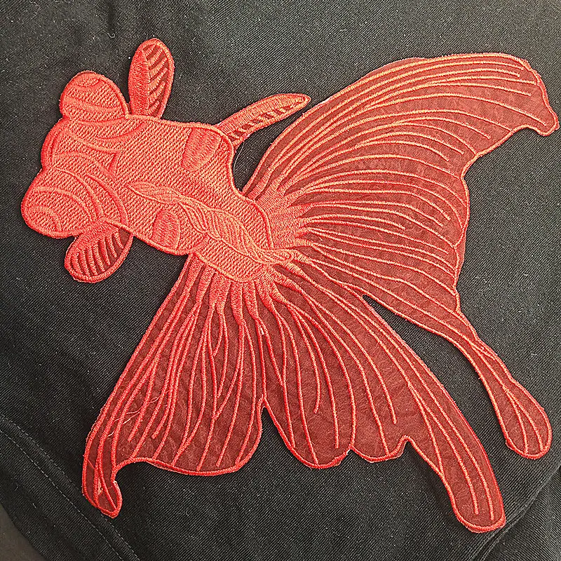 Embroidery Goldfish Patch Embroidered Fish Patches (6)