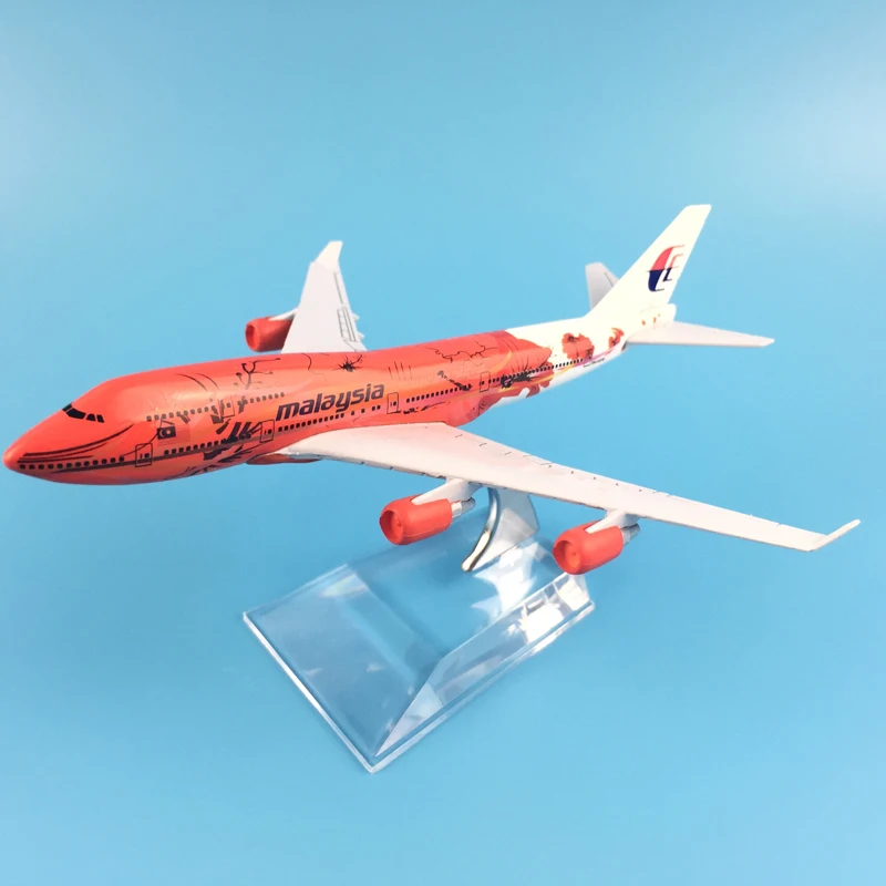 16 см Металл Модель самолета Air Малайзии красный цветок B747 400 Airlines Boeing 747 Airways самолета Модель W Стенд самолета игрушки подарок
