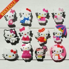 Мультфильм hello kitty KT 24 шт/партия украшения обуви/обуви амулеты/Аксессуары для обуви подходят КРОК и обувь с отверстиями и ленты лучший подарок для детей