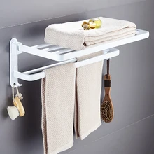 Вешалка для полотенец для ванной из алюминиевого сплава 63 см Складная белая фиксированная держатель для полотенец для ванной полки для полотенец