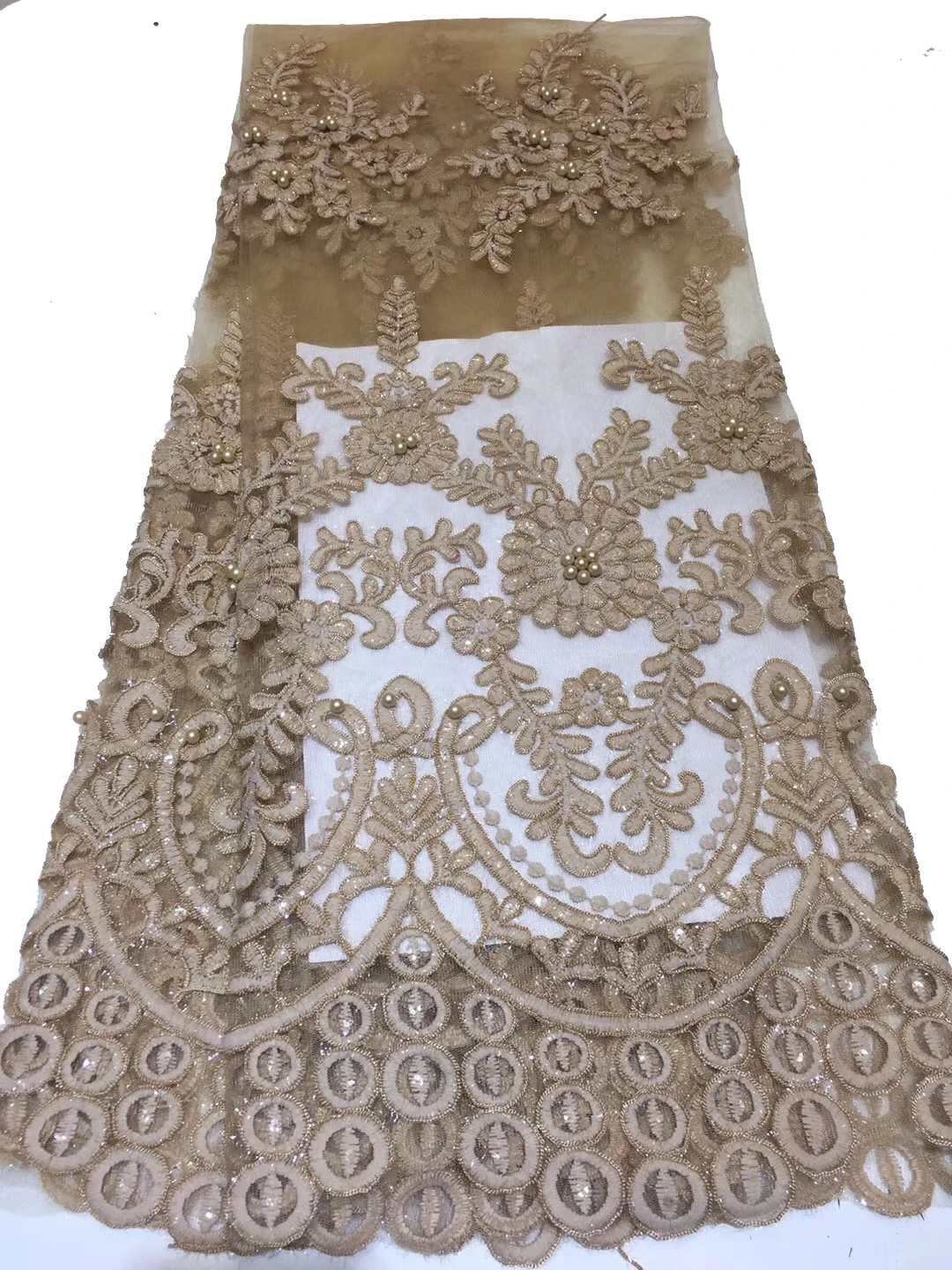 

African Lace Fabrics For Parties Wedding Milk Silk Embroidered Lace Fabric 2019 high quality lace Nigerian Lace Fabric Y1540