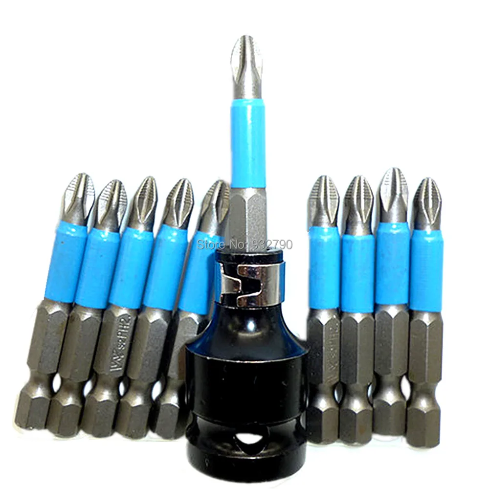 10pcs 50mm Length 1/4" Hex Shank Philips Head Screwdriver Bits