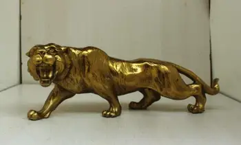 

Native copper Handwork Brass Copper Carved animal Tiger Statue BRASS Garden Decoration real Tibetan Silver Brass