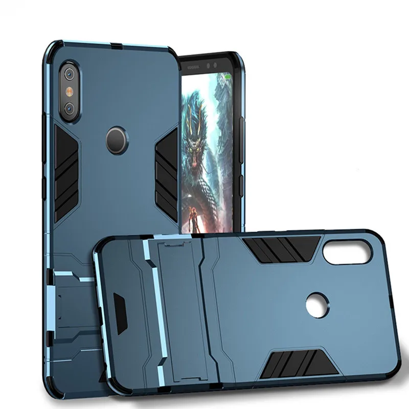 Роскошный чехол-Броня с подставкой 100 шт. для Xiaomi Redmi K20 Pro 7A S2 6A 5A Note 7 6 5 Hybrid TPU+ Жесткий ПК противоударный чехол