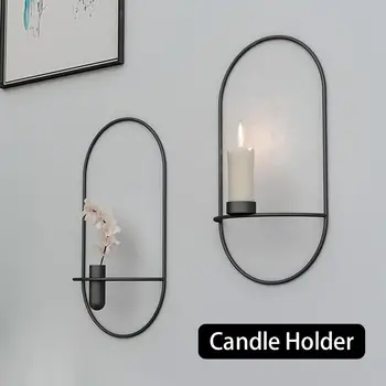 

3D Candle Holder Geometric Candlestick Metal Sconce Vase Wall Home Decoration Minimalist Interior Design