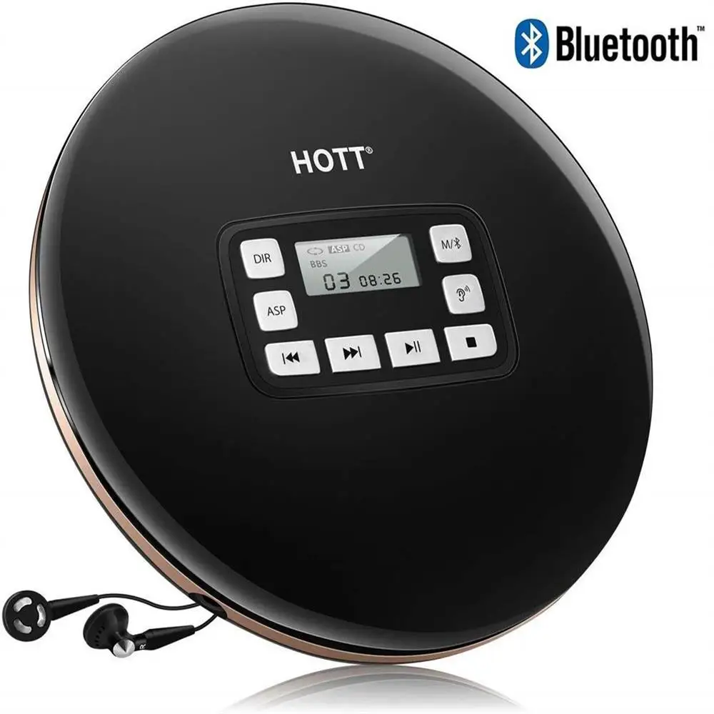 Portable CD Player with Bluetooth and Earphones,Personal Compact Disc CD Music Player,Anti-Shockproof,Electronic Skip Protection