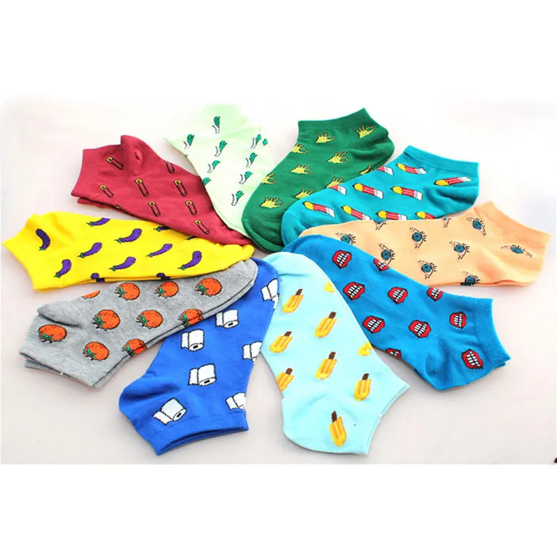 Cute-Fruit-Patterned-Short-Cartoon-Socks-Women-Art-Print-Cotton-Thin-Summer-Socks-Kawaii-Summer-Funny(2)