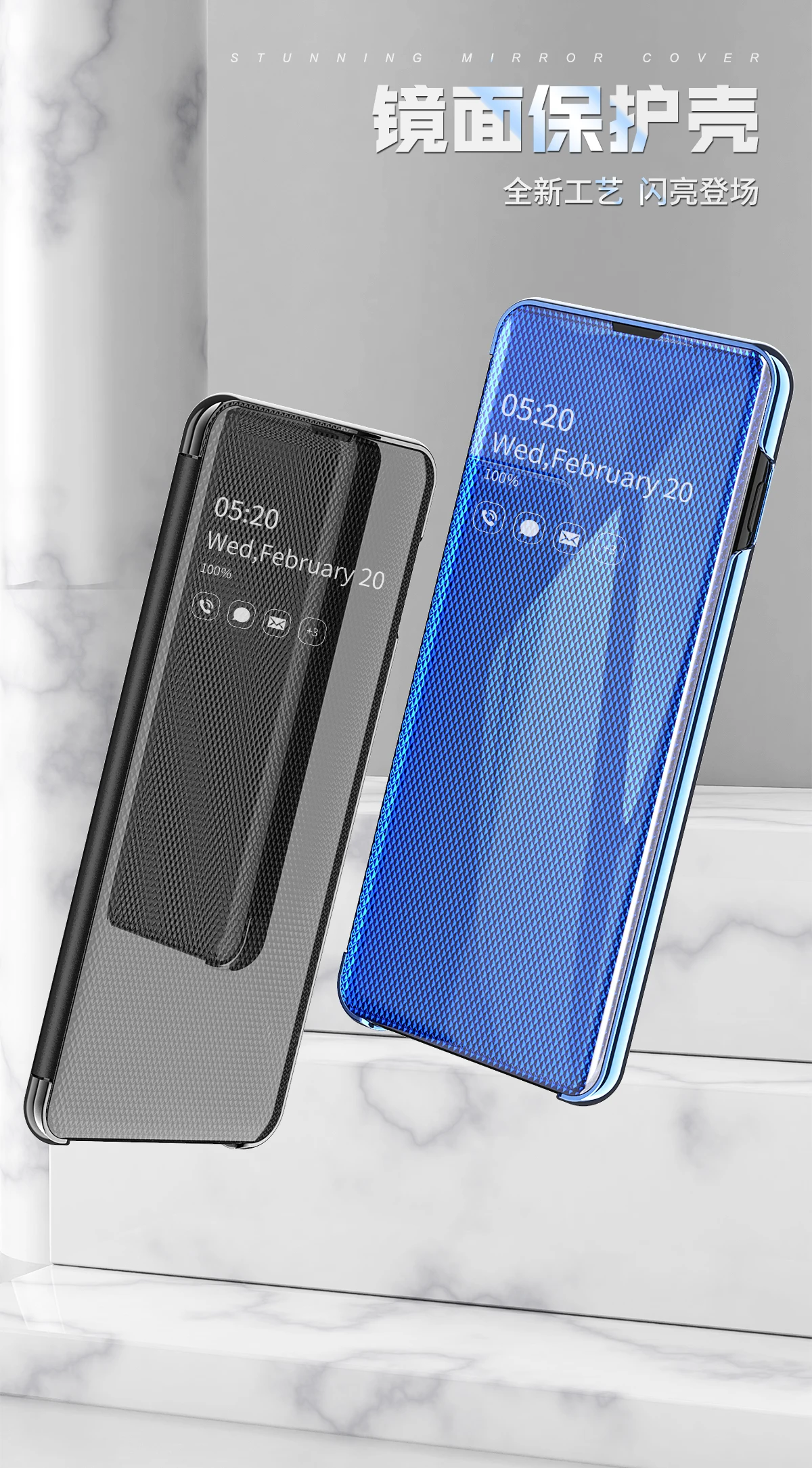 Умный зеркальный флип-чехол для телефона samsung Galaxy S9 S10 S8 Plus S10E A30 A50 A70 A750 Прозрачный чехол для Galaxy Note 10 9 8 Pro