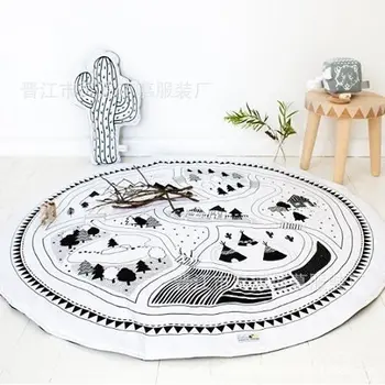 

Multi-function Baby Round Playmat Kids Toy Cartoon Small House blanket room decor floor mat for Children 95cm