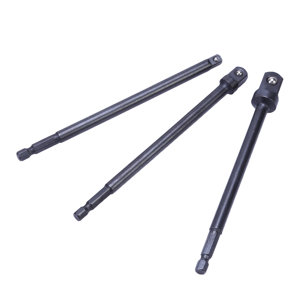 

150mm DRILL SOCKET ADAPTOR SET Hex to 1/4" 3/8" 1/2" Square Drive