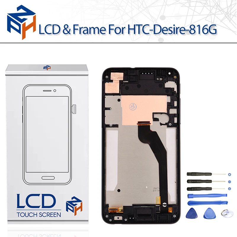 

100% Fitness repair part for HTC Desire 816 LCD Screen Display Touch Digitizer frame Assembly Pantalla Replacement Black +Tool