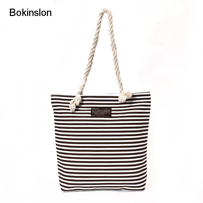 

Bokinslon Handbags Bags For Woman Canvas Stripe Ladies Shoulder Bags Fashion Large Capacity Women Big Bags