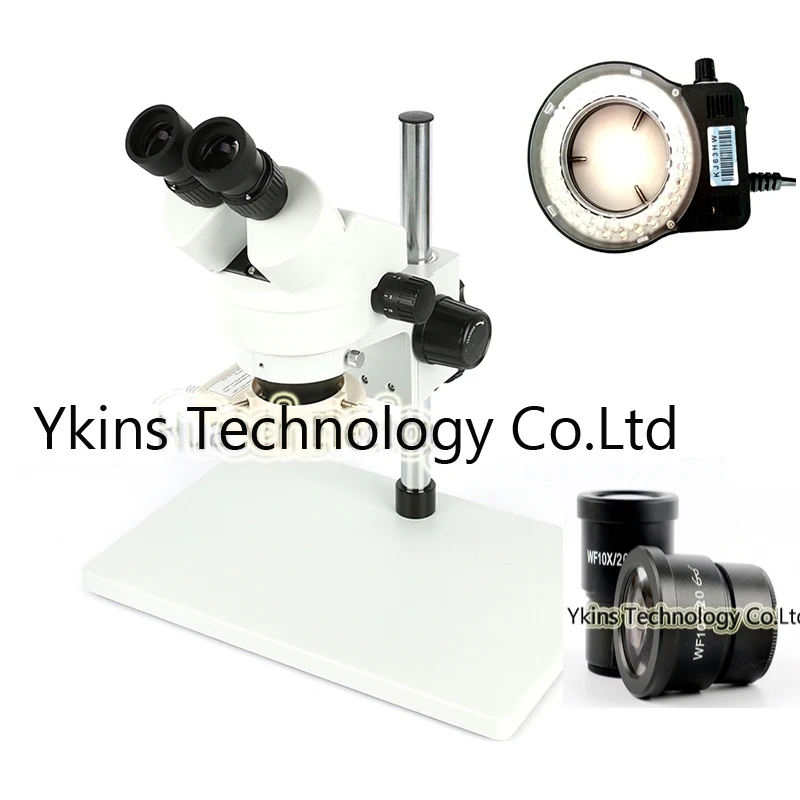 

Boom Stand Binocular Stereo Microscope Equipment, Industrial Microscope 7-45X Continuous Zoom Magnification + 56 LED Lamp