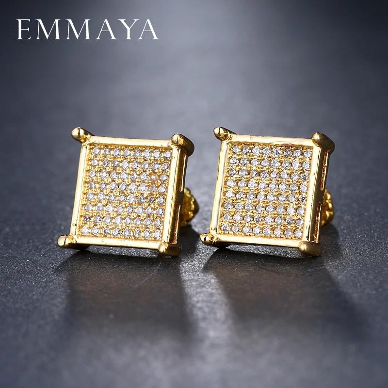 Emmaya квадратный AAA CZ Серьги-гвоздики для Для женщин Deluxe Boucles d'oreilles партии Jewels Brinco feminino циркония