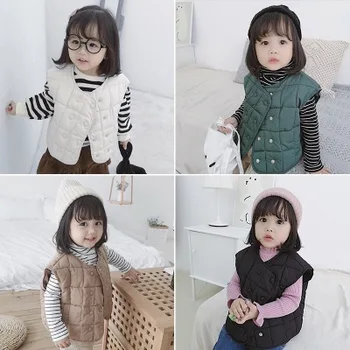 

Baby Girls Boys Down Vest Kids High Quality Double-breasted Waistcoat Toddler Boy Girl Cotton Jacket Outerwear 1 2 3 4 5 6 Years