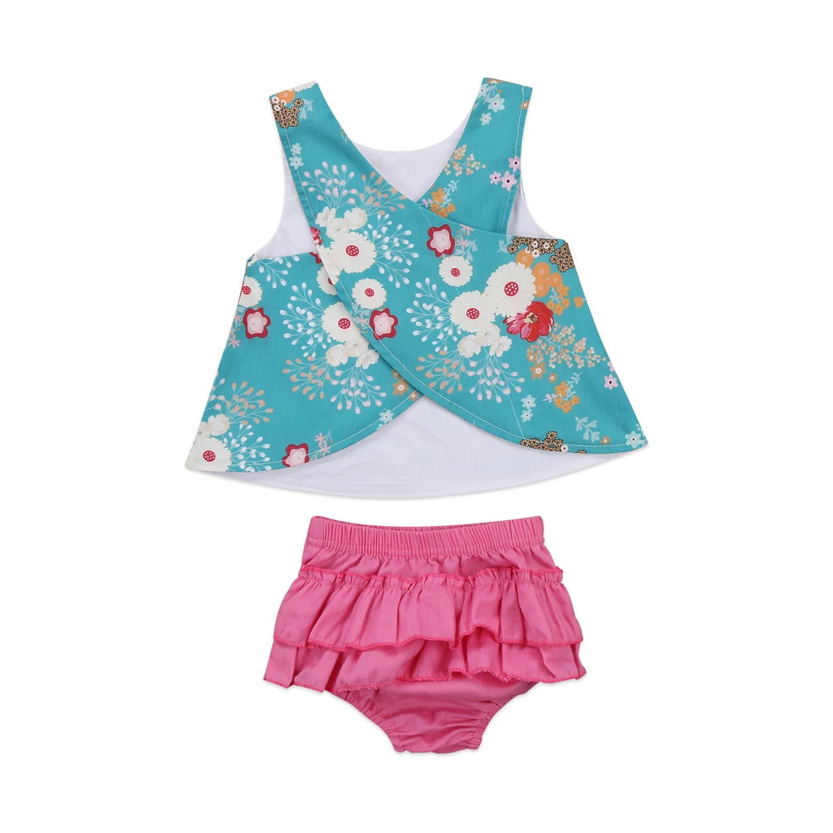 Toddler Girls Kids Baby Girls Clothes Sets Tops Vest Sleeveless Flower Cute Shorts Bottoms 2pcs Outfits Set Clothing
