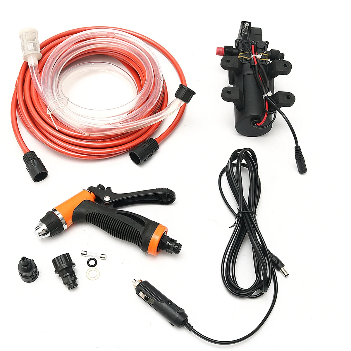 

12V 100W 160PSI High Pressure Self-priming Electric Car Wash Pump Portable Washing Machine Cigarette Lighter Water Pump Set