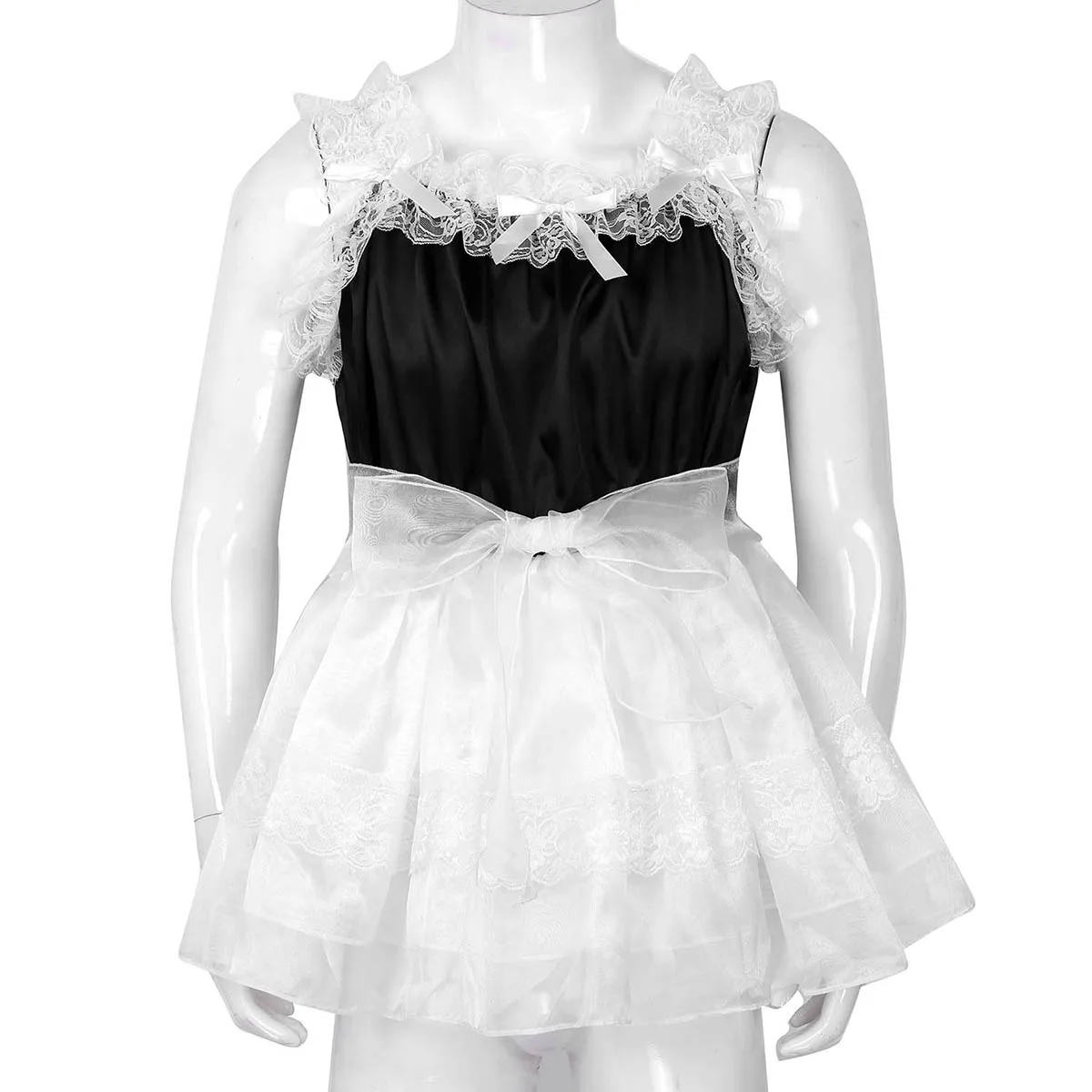 Iiniim взрослая детская мужская Sissy Babydoll Crossdress гофрированное кружево тюль платье с