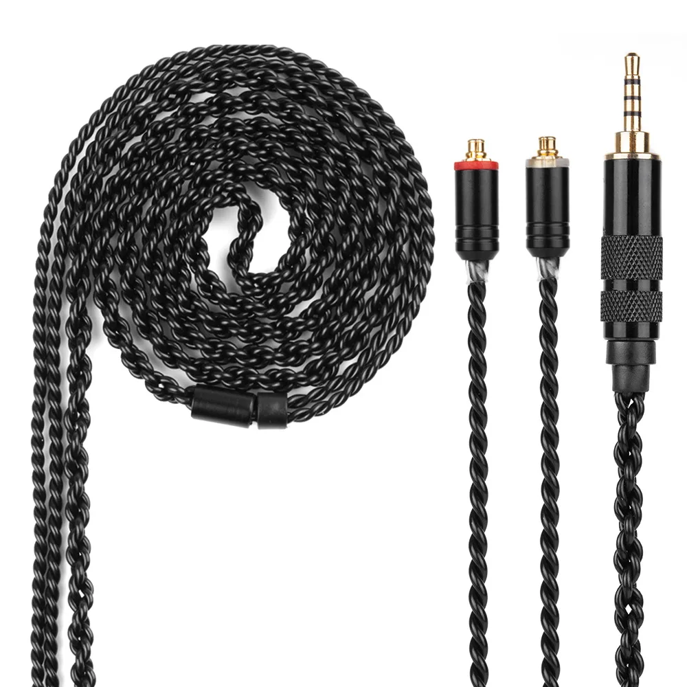 4 ядра 3 5 мм 2 MMCX кабель для Shure SE215 SE535 SE846 контактный ZS10 ZST ZAR ES4 ZS6 наушники с черным