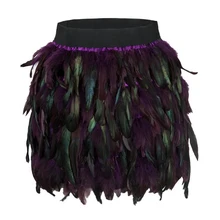 Женская юбка с перьями, черные, фиолетовые, синие, розовые, вечерние, сексуальные мини-юбки с эластичной талией, высокая уличная юбка с градиентом, новая