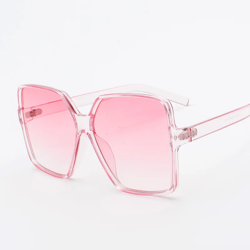 Vintage Oversize Square Sunglasses Women Men Luxury Brand Black Brown Big Frame Sun Glasses Female Shades Coulos - Цвет линз: pink pink